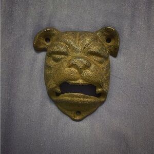 Vintage BULL DOG Cast Iron Wall Mount Beer Beverage Bottle Opener